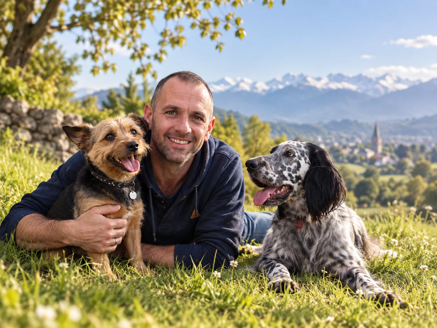 Julien Michon avec ses chiens, comportementaliste canin Alpha Training 64